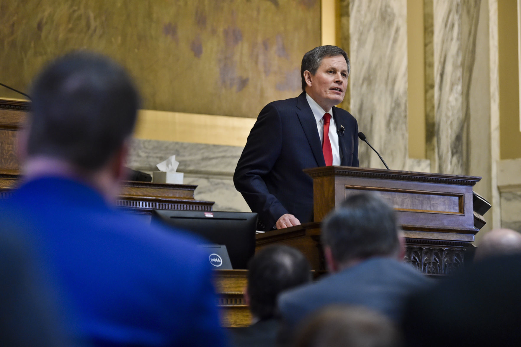 Sen. Steve Daines addresses the Montana House of Representatives